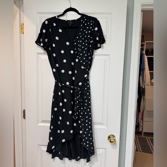 Black Polka Dot Wrap Dress - Picture 1 of 5
